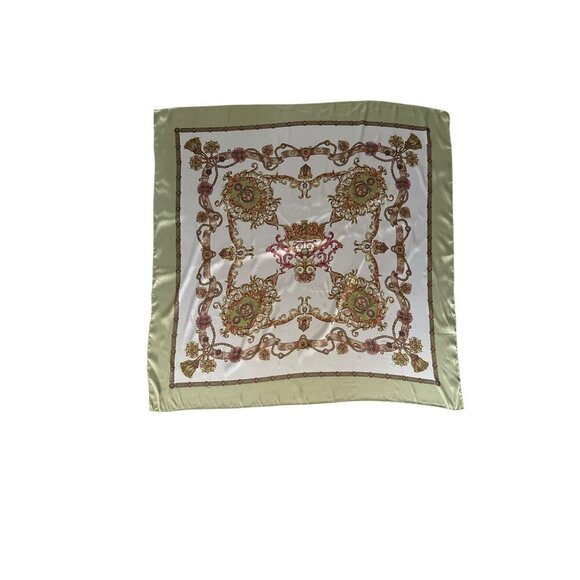 Vintage Baroque Green Traditional Print Polyester Scarf - Picture 1 of 6